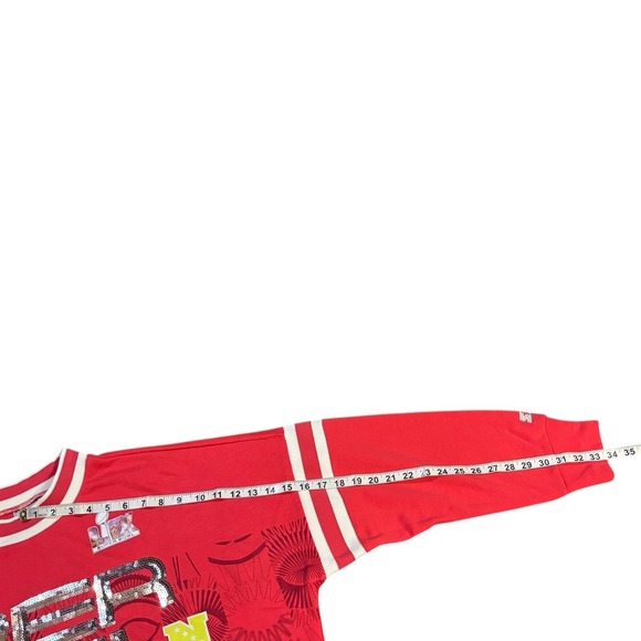 Starter Super Bowl LIX Pink Bling Cropped Sweatshirt Womens Large Sequins - Picture 11 of 11